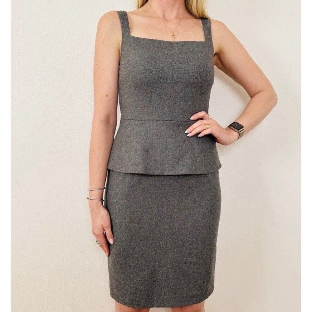 Banana Republic Gray Italian Flannel Peplum Dress Women’s 0 Sleeveless